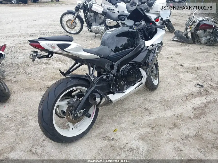 2019 Suzuki Gsx-R600 VIN: JS1GN7FAXK7100278 Lot: 45384231