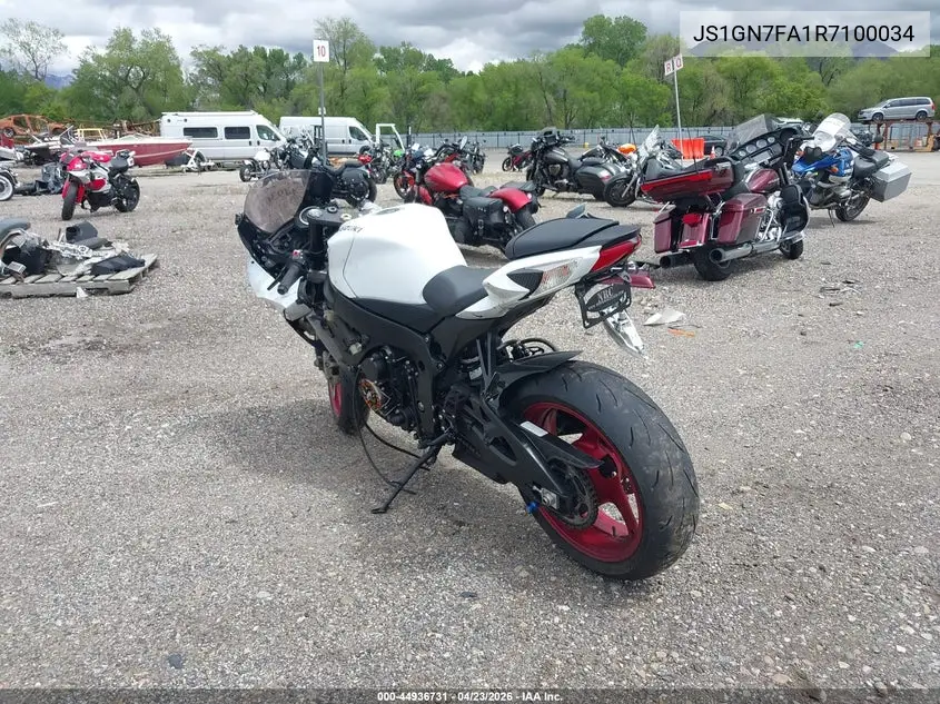 2024 Suzuki Gsx-R600 VIN: JS1GN7FA1R7100034 Lot: 44936731