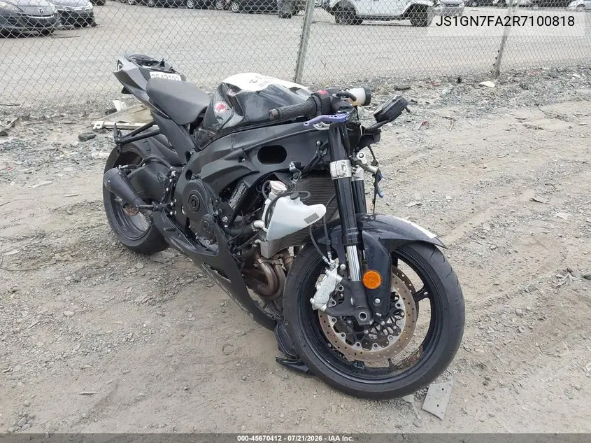 2024 Suzuki Gsx-R600 VIN: JS1GN7FA2R7100818 Lot: 45670412