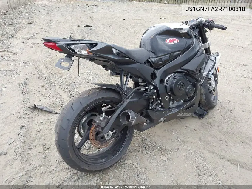 2024 Suzuki Gsx-R600 VIN: JS1GN7FA2R7100818 Lot: 45670412