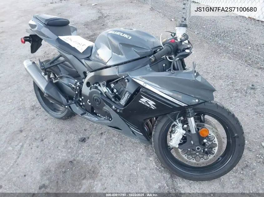 2025 Suzuki Gsx-R600 VIN: JS1GN7FA2S7100680 Lot: 43511793