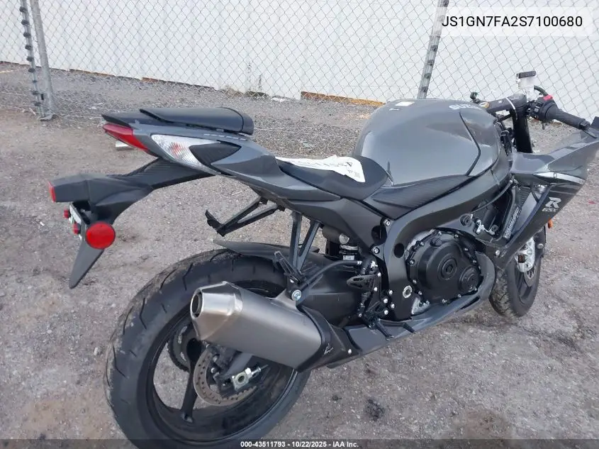 2025 Suzuki Gsx-R600 VIN: JS1GN7FA2S7100680 Lot: 43511793