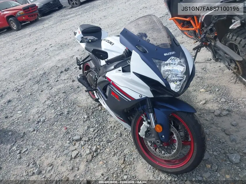 2025 Suzuki Gsx-R600 VIN: JS1GN7FA8S7100196 Lot: 44538430