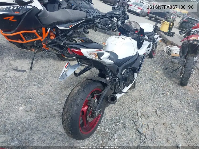 2025 Suzuki Gsx-R600 VIN: JS1GN7FA8S7100196 Lot: 44538430