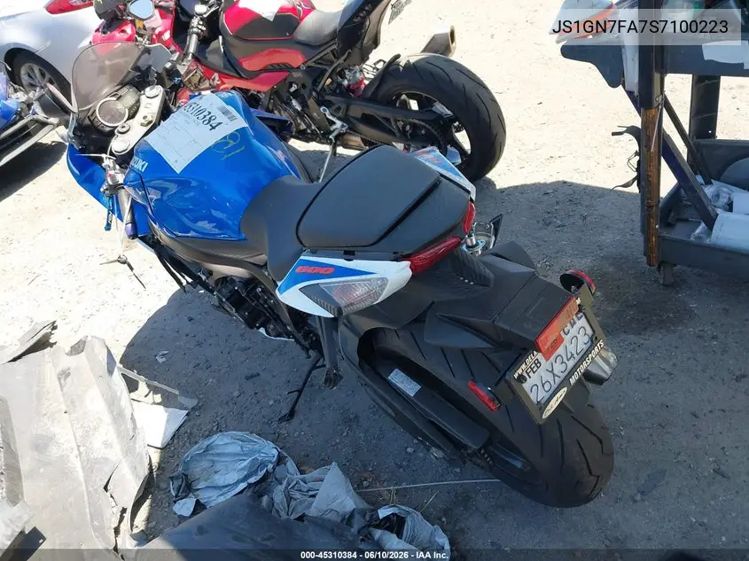 2025 Suzuki Gsx-R600 VIN: JS1GN7FA7S7100223 Lot: 45310384