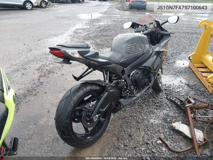 2025 Suzuki Gsx-R600 VIN: JS1GN7FA7S7100643 Lot: 45484945