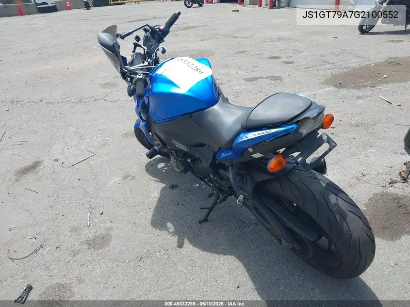 2016 Suzuki Gsx-S1000 VIN: JS1GT79A7G2100552 Lot: 45332289