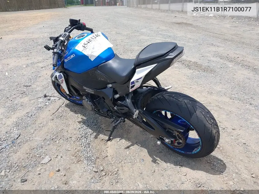 2024 Suzuki Gsx-S1000 A VIN: JS1EK11B1R7100077 Lot: 45483246