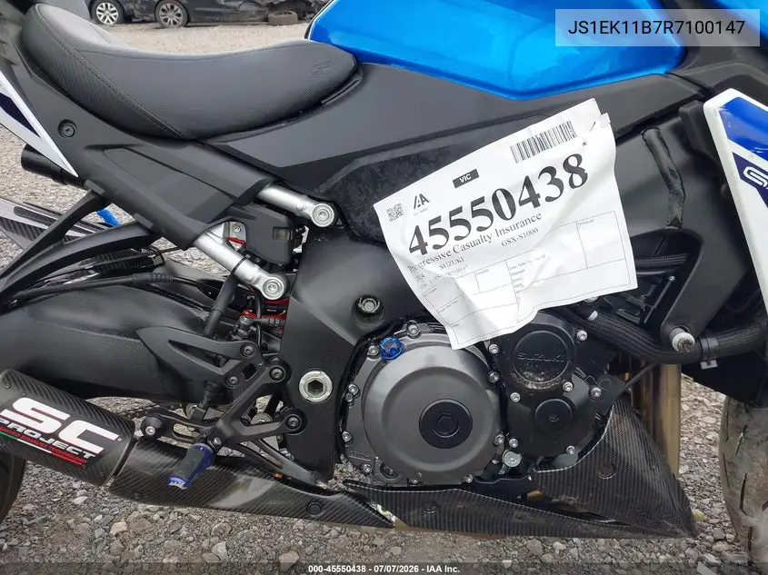 2024 Suzuki Gsx-S1000 A VIN: JS1EK11B7R7100147 Lot: 45550438