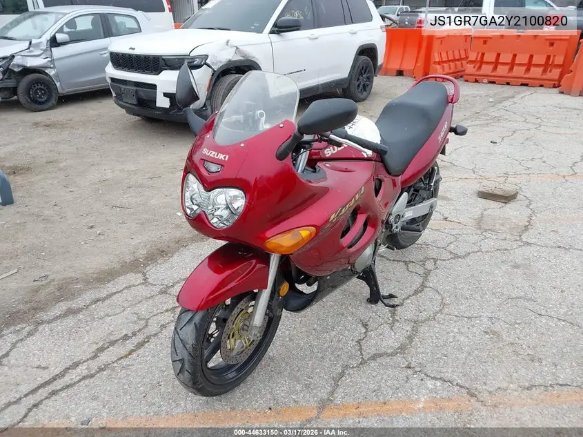 2000 Suzuki Gsx750 F VIN: JS1GR7GA2Y2100820 Lot: 44633150