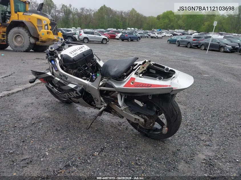 2001 Suzuki Gsx-R600 VIN: JS1GN7BA112103698 Lot: 44971015