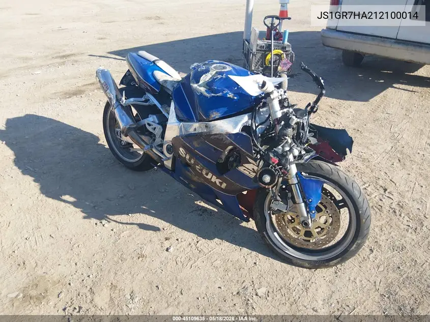 2001 Suzuki Gsx-R750 VIN: JS1GR7HA212100014 Lot: 45109635