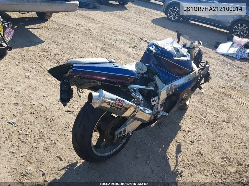 2001 Suzuki Gsx-R750 VIN: JS1GR7HA212100014 Lot: 45109635