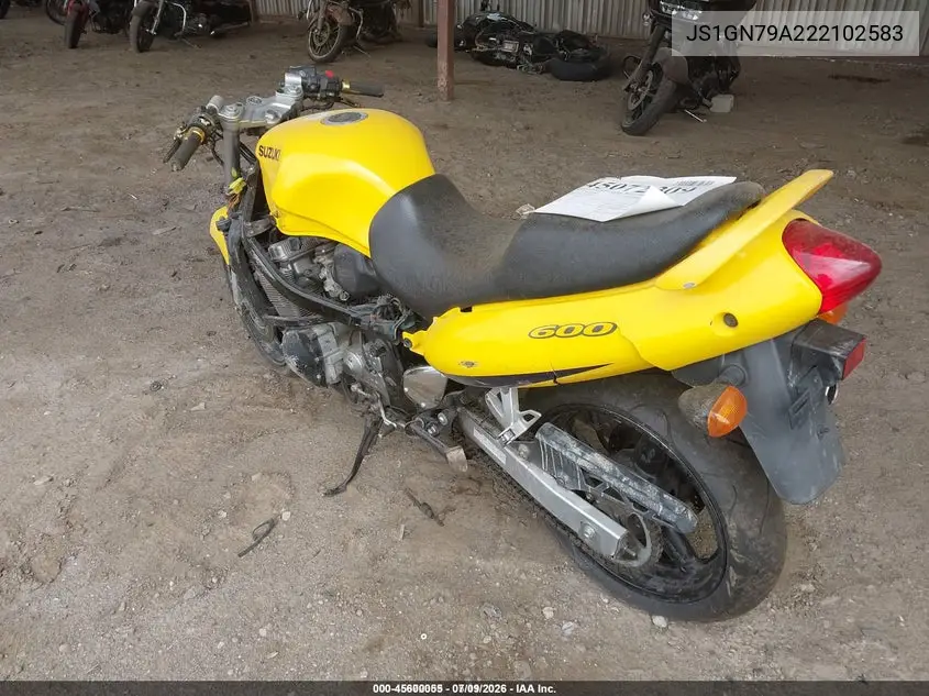 2002 Suzuki Gsx600 F VIN: JS1GN79A222102583 Lot: 45600055