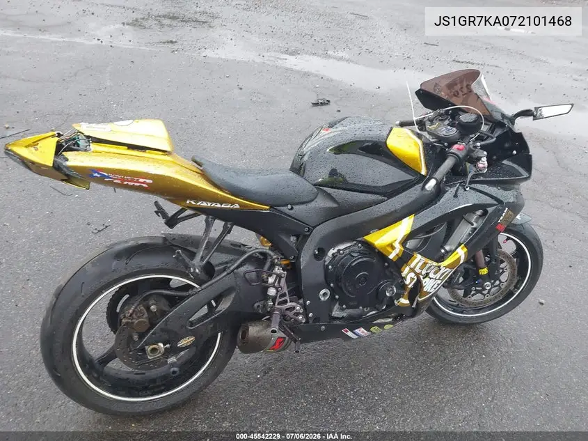 2007 Suzuki Gsx-R750 VIN: JS1GR7KA072101468 Lot: 45542229