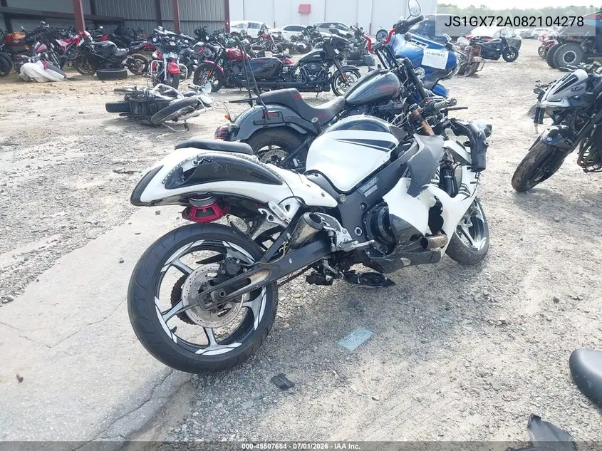 2008 Suzuki Gsx1300 R VIN: JS1GX72A082104278 Lot: 45507654