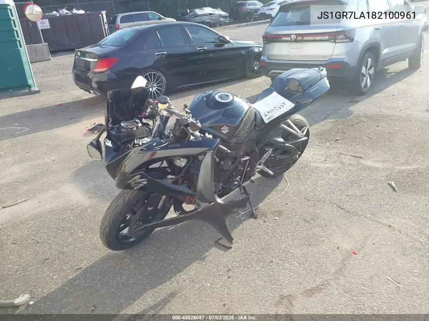 2008 Suzuki Gsx-R750 VIN: JS1GR7LA182100961 Lot: 45526057
