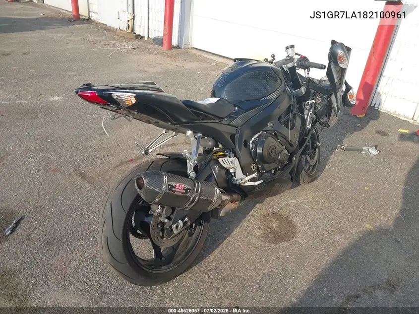 2008 Suzuki Gsx-R750 VIN: JS1GR7LA182100961 Lot: 45526057