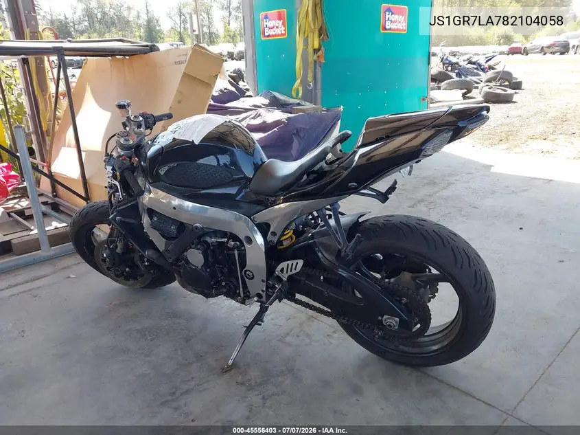 2008 Suzuki Gsx-R750 VIN: JS1GR7LA782104058 Lot: 45556403