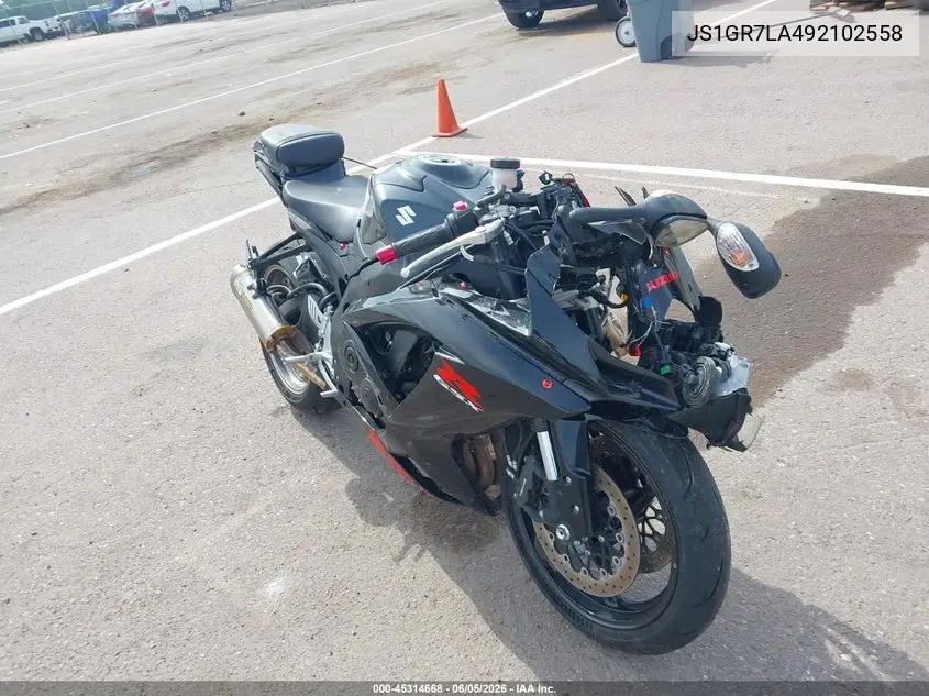 2009 Suzuki Gsx-R750 VIN: JS1GR7LA492102558 Lot: 45314668