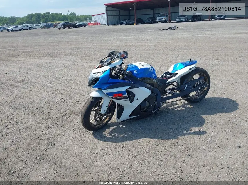 2011 Suzuki Gsx-R1000 VIN: JS1GT78A8B2100814 Lot: 45160234