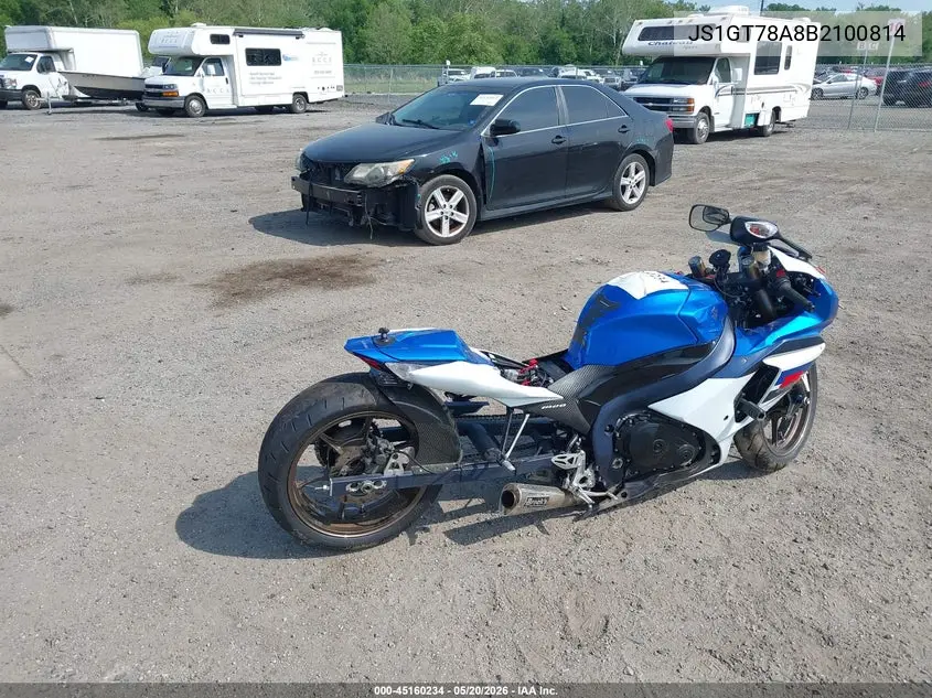 2011 Suzuki Gsx-R1000 VIN: JS1GT78A8B2100814 Lot: 45160234