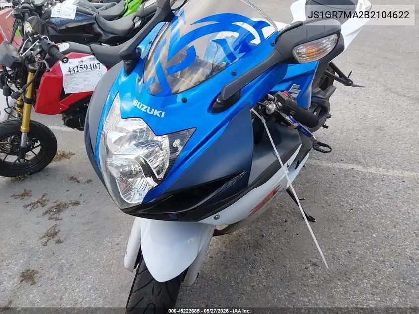 2011 Suzuki Gsx750 VIN: JS1GR7MA2B2104622 Lot: 45222685