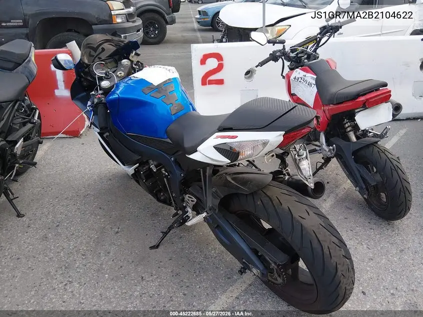 2011 Suzuki Gsx750 VIN: JS1GR7MA2B2104622 Lot: 45222685