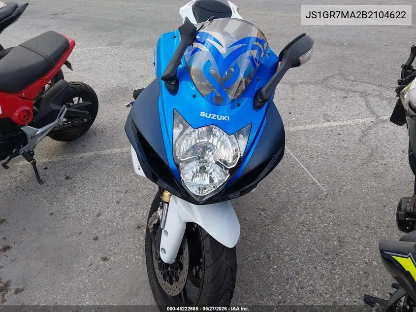 2011 Suzuki Gsx750 VIN: JS1GR7MA2B2104622 Lot: 45222685