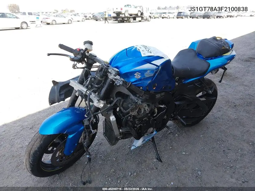 2015 Suzuki Gsx-R1000 VIN: JS1GT78A3F2100838 Lot: 45200716