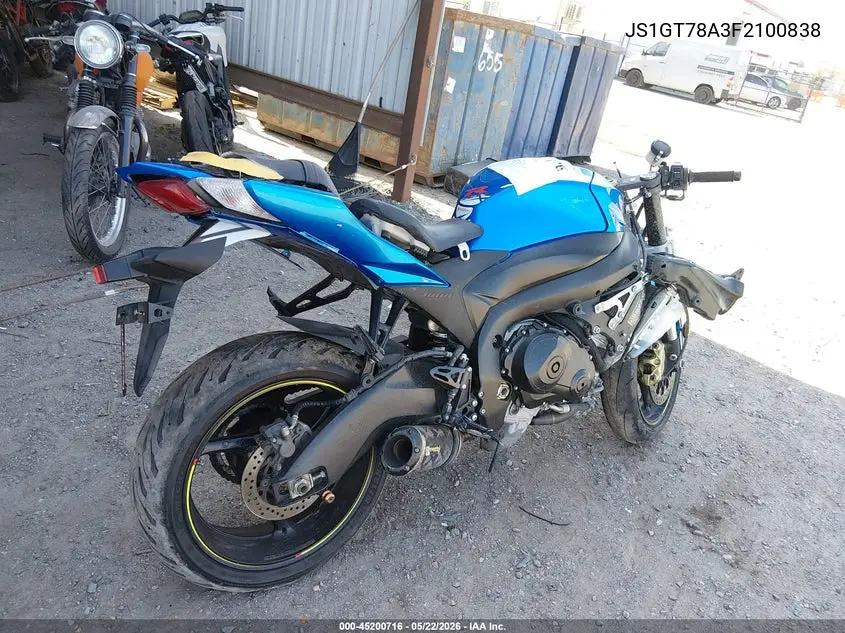 2015 Suzuki Gsx-R1000 VIN: JS1GT78A3F2100838 Lot: 45200716