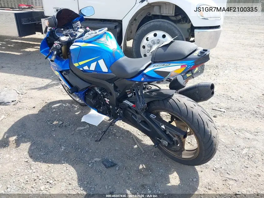 2015 Suzuki Gsx-R750 VIN: JS1GR7MA4F2100335 Lot: 45387435