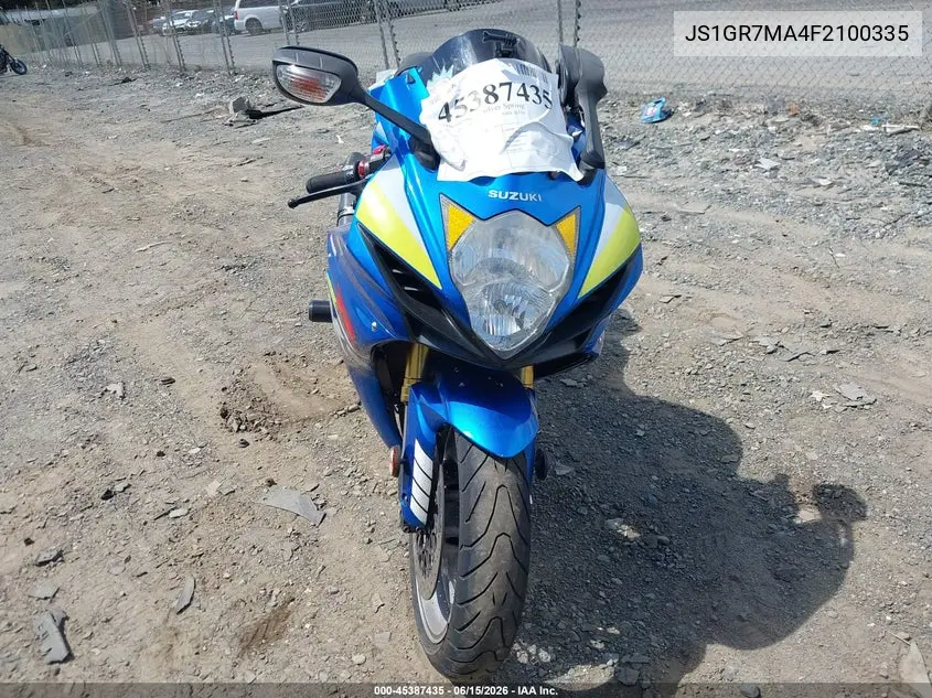 2015 Suzuki Gsx-R750 VIN: JS1GR7MA4F2100335 Lot: 45387435