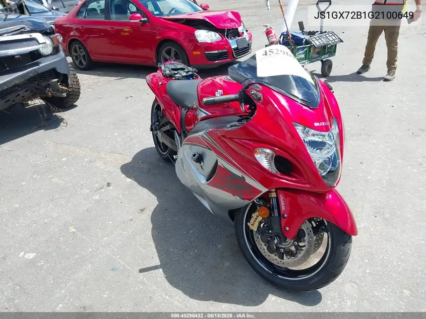 2016 Suzuki Gsx1300 Ra VIN: JS1GX72B1G2100649 Lot: 45296432