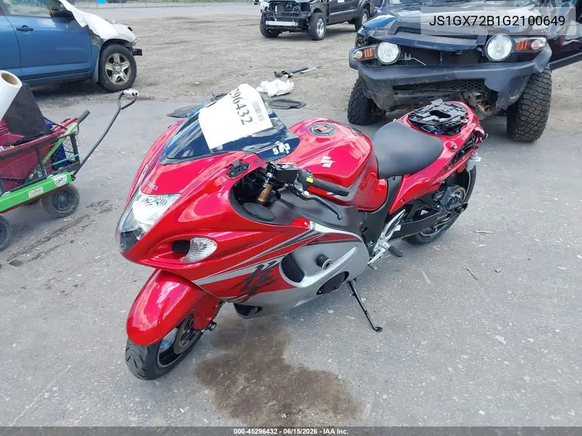 2016 Suzuki Gsx1300 Ra VIN: JS1GX72B1G2100649 Lot: 45296432