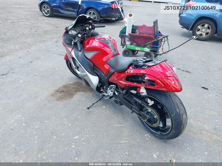 2016 Suzuki Gsx1300 Ra VIN: JS1GX72B1G2100649 Lot: 45296432
