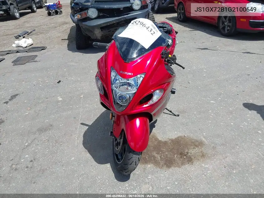 2016 Suzuki Gsx1300 Ra VIN: JS1GX72B1G2100649 Lot: 45296432