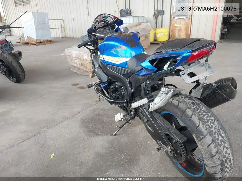 2017 Suzuki Gsx-R750 VIN: JS1GR7MA6H2100078 Lot: 45273553