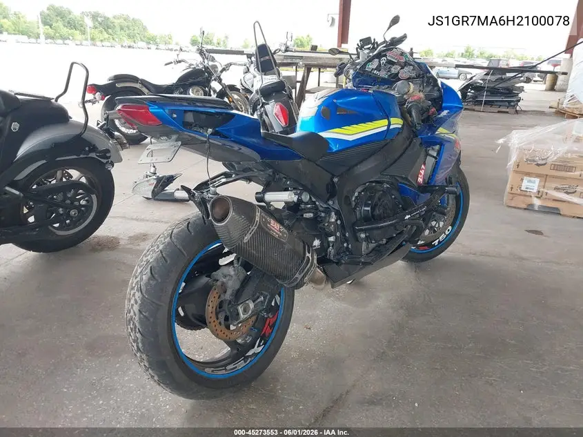 2017 Suzuki Gsx-R750 VIN: JS1GR7MA6H2100078 Lot: 45273553