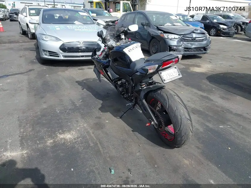 2019 Suzuki Gsx-R750 VIN: JS1GR7MA3K7100744 Lot: 45474736