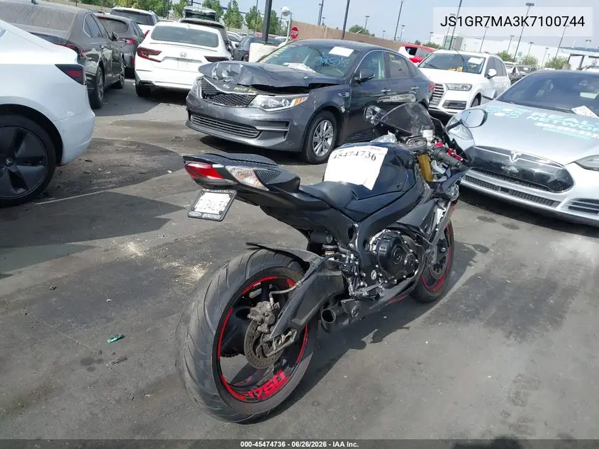 2019 Suzuki Gsx-R750 VIN: JS1GR7MA3K7100744 Lot: 45474736