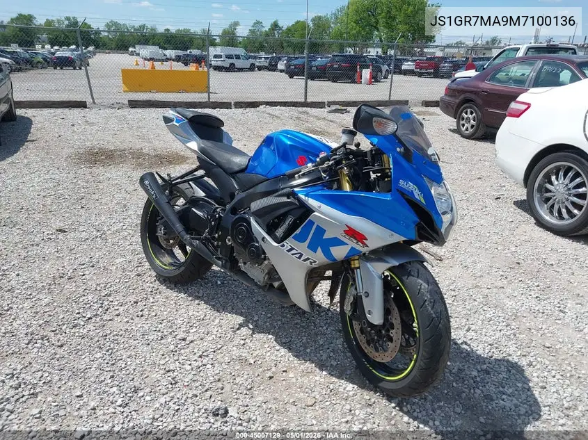 2021 Suzuki Gsx-R750 VIN: JS1GR7MA9M7100136 Lot: 45007129