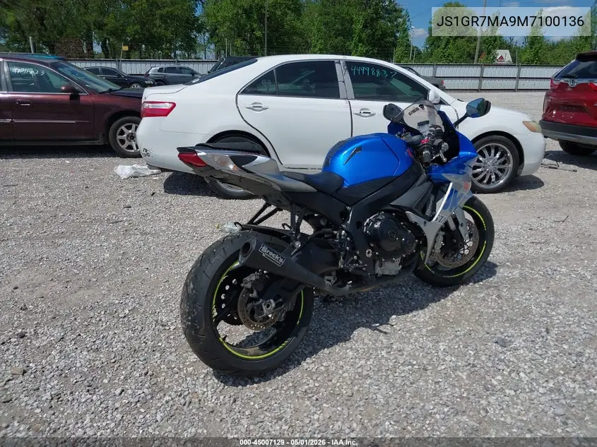 2021 Suzuki Gsx-R750 VIN: JS1GR7MA9M7100136 Lot: 45007129