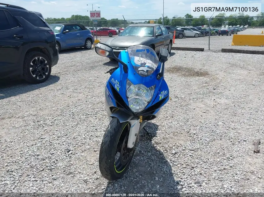 2021 Suzuki Gsx-R750 VIN: JS1GR7MA9M7100136 Lot: 45007129