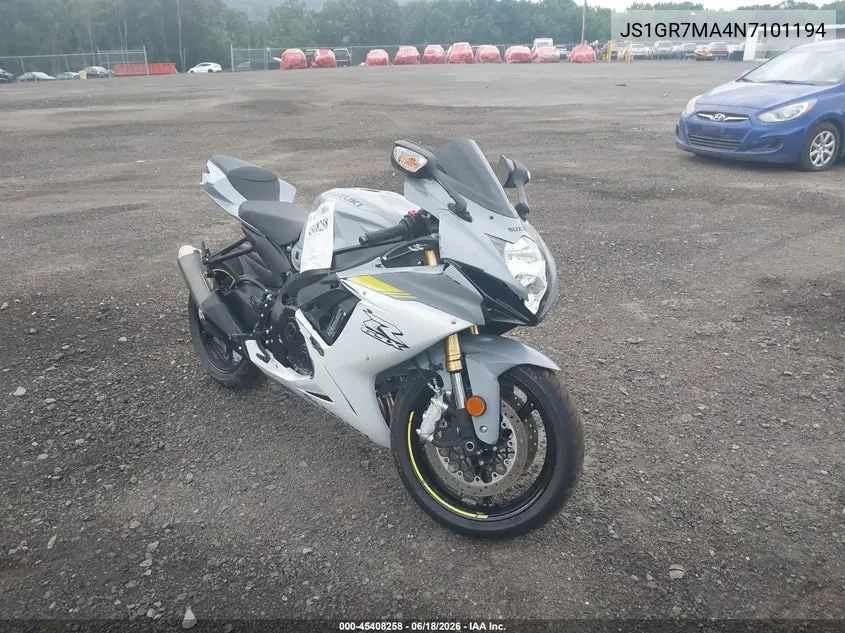 2022 Suzuki Gsx-R750 VIN: JS1GR7MA4N7101194 Lot: 45408258