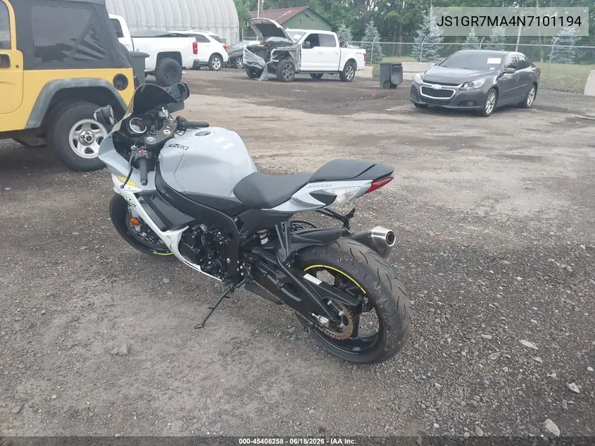 2022 Suzuki Gsx-R750 VIN: JS1GR7MA4N7101194 Lot: 45408258