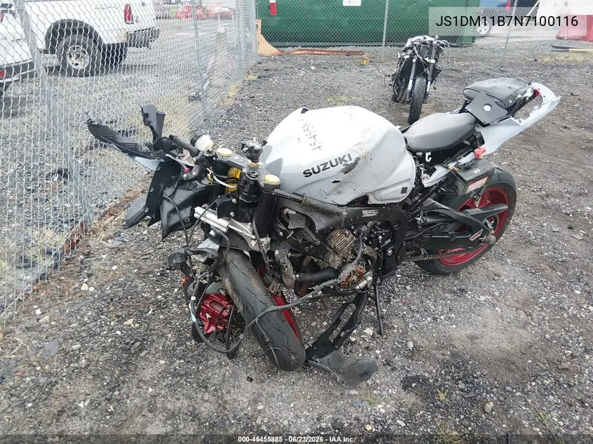 2022 Suzuki Gsx-R1000 VIN: JS1DM11B7N7100116 Lot: 45455885