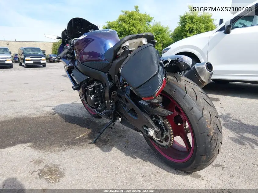 2025 Suzuki Gsx-R750 VIN: JS1GR7MAXS7100403 Lot: 45345339