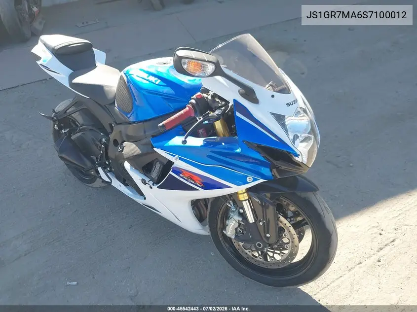 2025 Suzuki Gsx-R750 VIN: JS1GR7MA6S7100012 Lot: 45542443