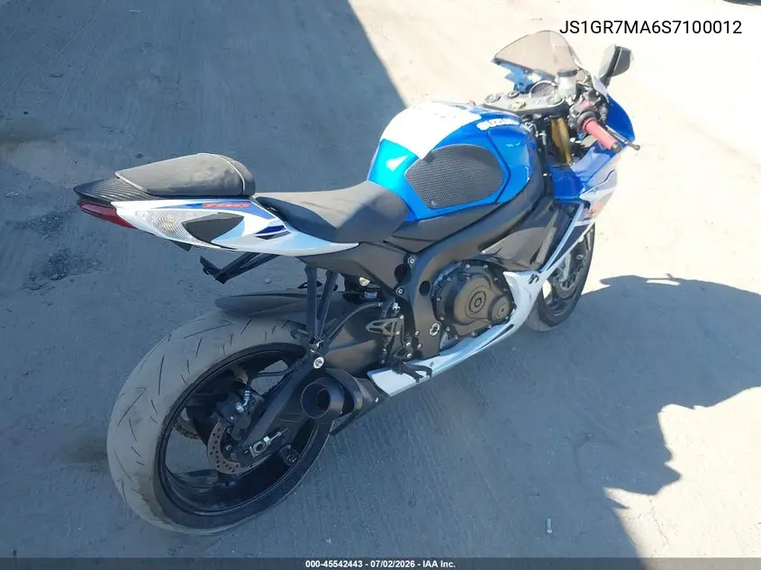 2025 Suzuki Gsx-R750 VIN: JS1GR7MA6S7100012 Lot: 45542443